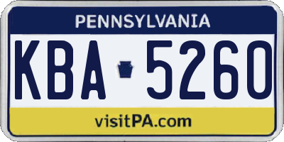 PA license plate KBA5260