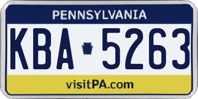 PA license plate KBA5263