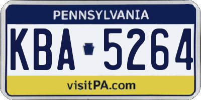 PA license plate KBA5264