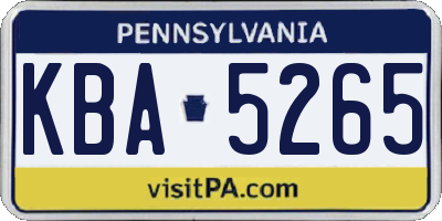 PA license plate KBA5265