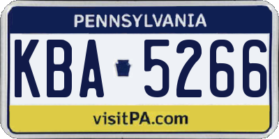PA license plate KBA5266