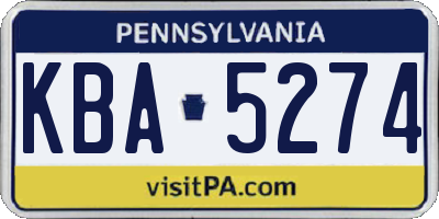 PA license plate KBA5274
