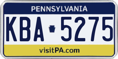 PA license plate KBA5275