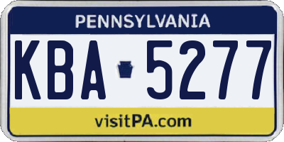 PA license plate KBA5277