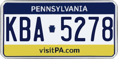 PA license plate KBA5278