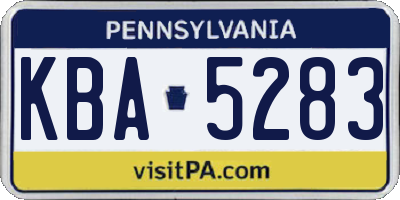 PA license plate KBA5283