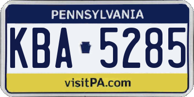 PA license plate KBA5285