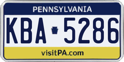 PA license plate KBA5286
