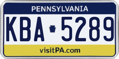 PA license plate KBA5289