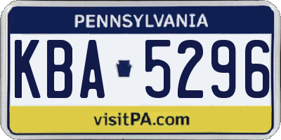 PA license plate KBA5296