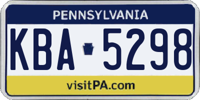 PA license plate KBA5298