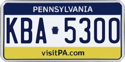 PA license plate KBA5300