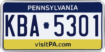 PA license plate KBA5301