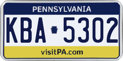 PA license plate KBA5302