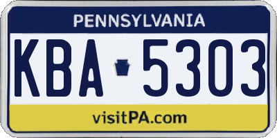 PA license plate KBA5303