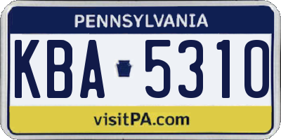 PA license plate KBA5310