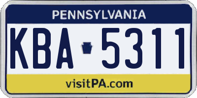 PA license plate KBA5311