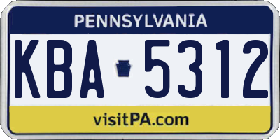 PA license plate KBA5312