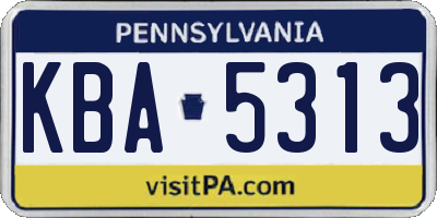 PA license plate KBA5313