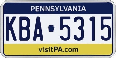 PA license plate KBA5315