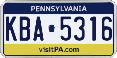 PA license plate KBA5316