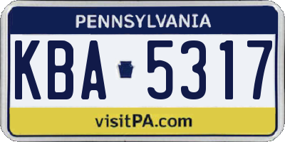 PA license plate KBA5317