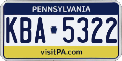 PA license plate KBA5322