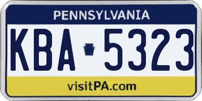 PA license plate KBA5323