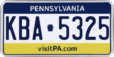 PA license plate KBA5325