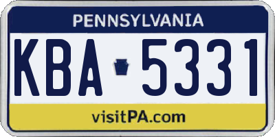 PA license plate KBA5331