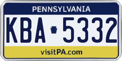 PA license plate KBA5332