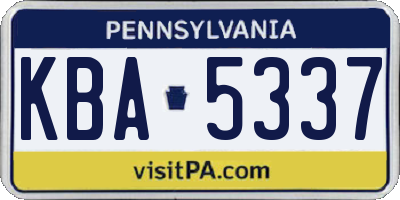 PA license plate KBA5337