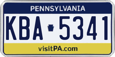 PA license plate KBA5341