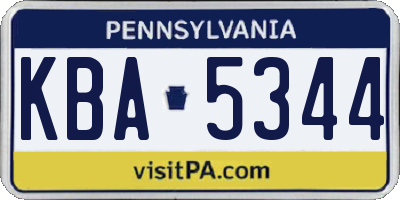 PA license plate KBA5344