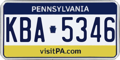PA license plate KBA5346