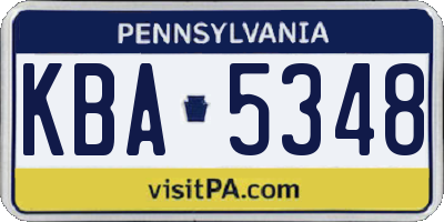 PA license plate KBA5348