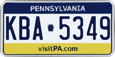 PA license plate KBA5349