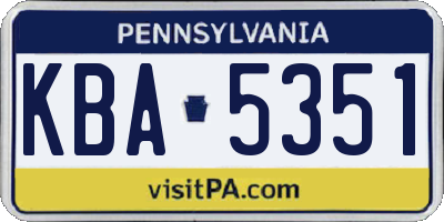 PA license plate KBA5351