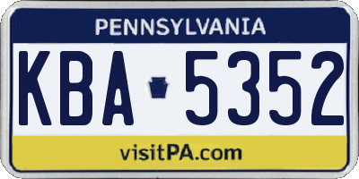 PA license plate KBA5352