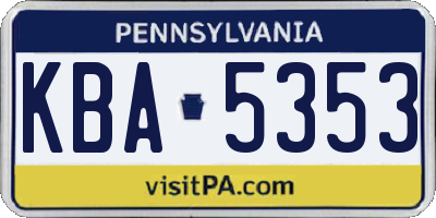 PA license plate KBA5353