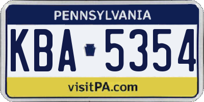 PA license plate KBA5354