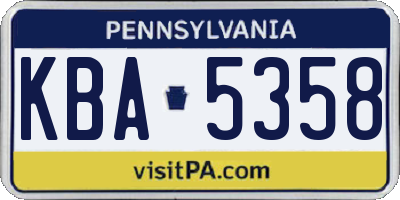 PA license plate KBA5358