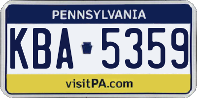 PA license plate KBA5359