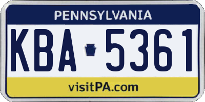 PA license plate KBA5361
