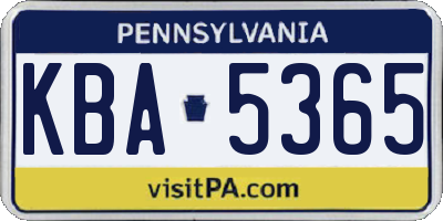 PA license plate KBA5365