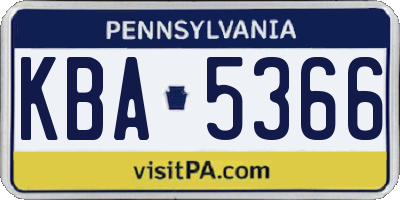 PA license plate KBA5366