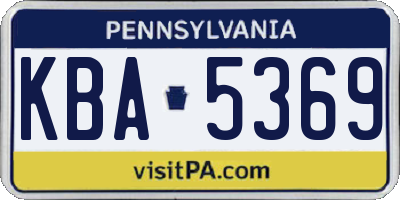 PA license plate KBA5369