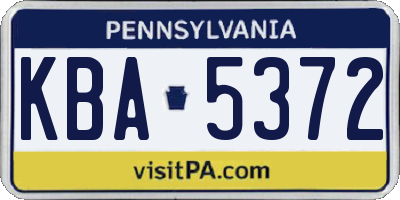 PA license plate KBA5372