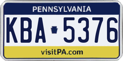 PA license plate KBA5376
