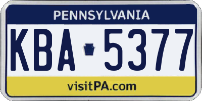 PA license plate KBA5377
